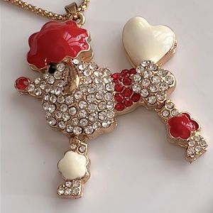 French Poodle Rhinestone Necklace